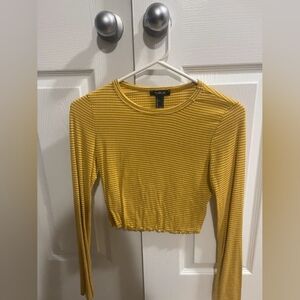 Mustard Long Sleeve Cropped Blouse